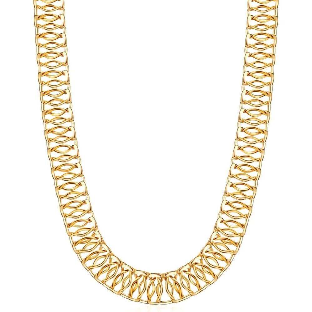 18K Gold Plated Mesh Necklace | 16-20" Tarnish Free & Waterproof High Polish